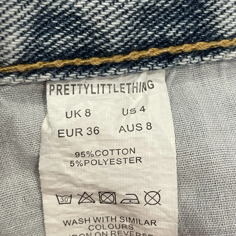 PLT Pretty little thing womens High Waisted stretchy JEAN shorts DENIM UK 8 US 4 - Picture 7 of 7